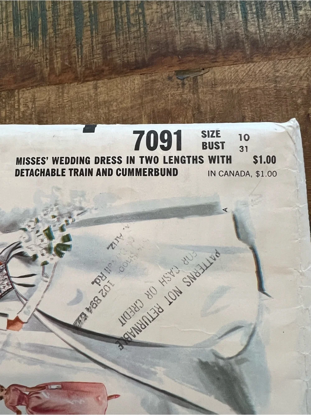 Vintage Sewing Wedding Gown Pattern Cut Usable Measurements 31-24-33